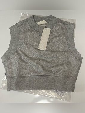 Magnlens Cropped Women's XS Grey Cotton Stretch Top NEW